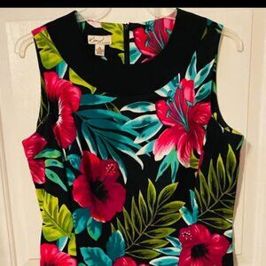 Floral tropical print dress, sz 16. Kim Rogers NWOT.